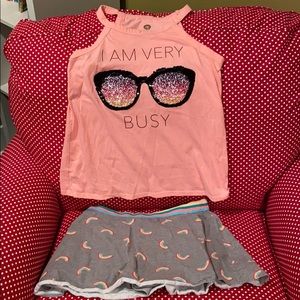 Girls summer skort set with sequins